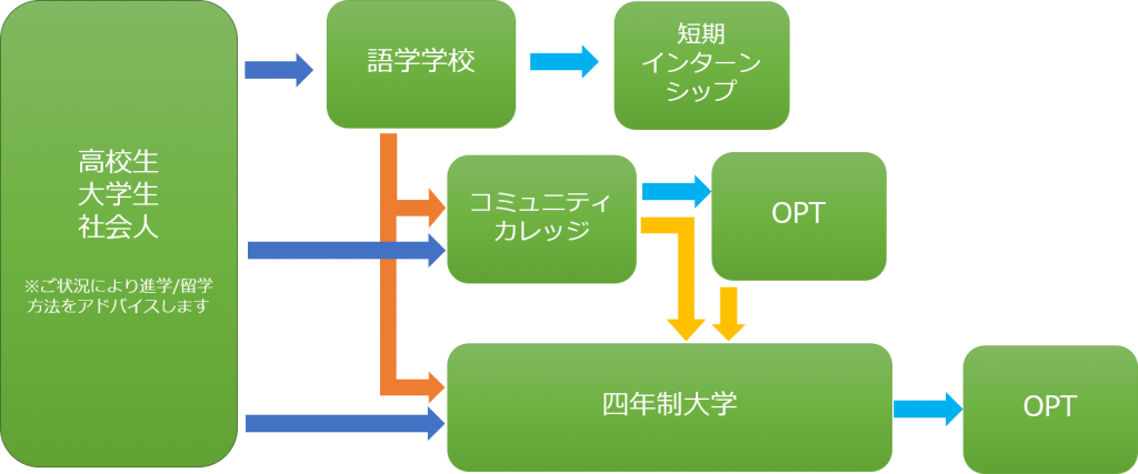 アメリカ進学の流れ